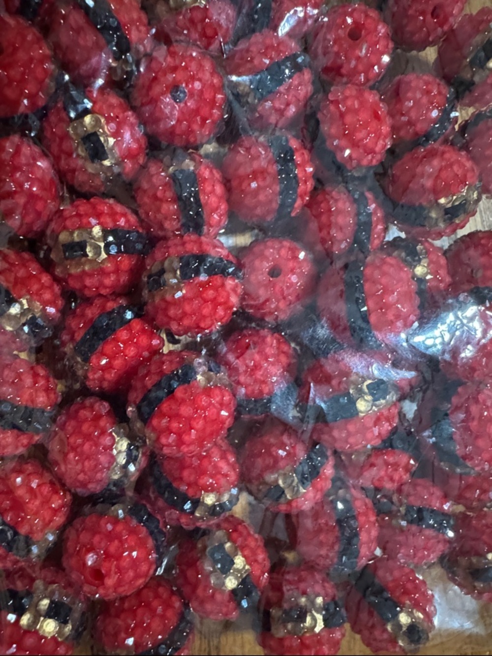 Pack of 50 Red Rhinestone Rondelle Beads Santa belt